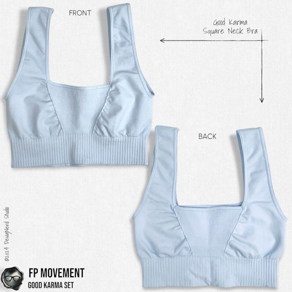 FP MOVEMENT GOOD KARMA SET: SQUARE NECK BRA + 7/8 HIGH-RISE LEGGINGS LIGHT BLUE - Picture 6 of 16
